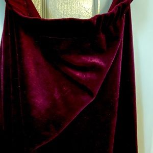 Vintage Deep Burgundy Velvet Pencil Skirt